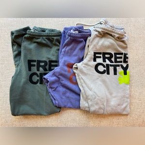 3 pairs authentic Free City sweatpants size xs